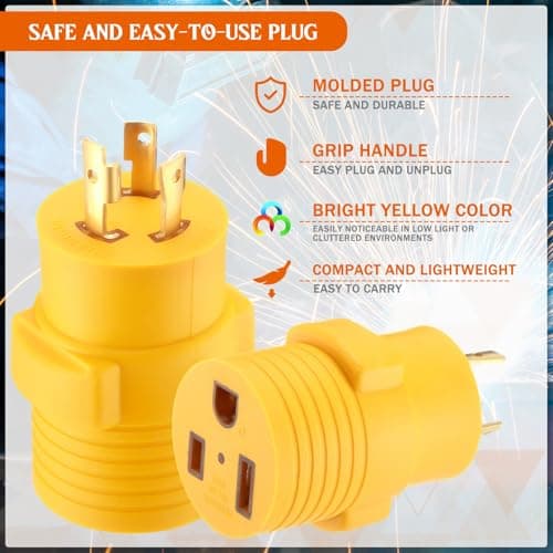 Kanayu Generator Welder Adapter Compatible with Nema L6-30P to 6-50R 3 Prong 30 Amp Locking Male Plug to 50 Amp Female Receptacle Adapter Generator RV EV Charger Power Cord Connector