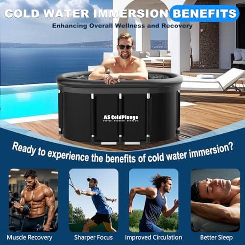 XXL Oval Ice Bath Tub for Cold Plunge, Portable Ice Pod with Lid, 148Gal Inflatable Ice Plunge Tub with 2 Drain Valves for Chiller Connection, Cold Therapy Recovery, Indoor Outdoor Use