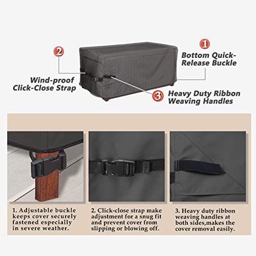 Porch Shield Patio Deck Box Storage Cover - 600D Outdoor Waterproof Tear Resistant Rectangular Fire Pit Table Covers 44 x 28 x 24inch Black