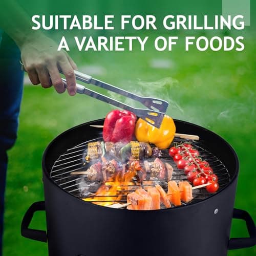 Outvita Vertical 18.8 Inch Steel Charcoal Smoker, Heavy Duty 3-in-1 Portable Outdoor Grill Cooker with Built-in Thermometer for Outdoor Backyard Cooking Grilling Camping