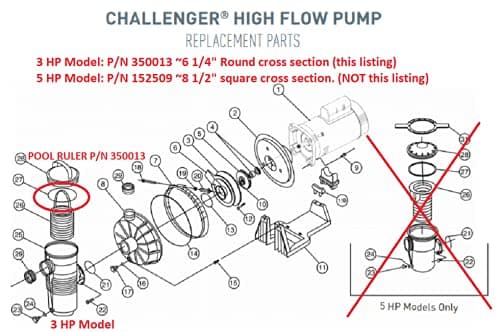 350013 Pentair Pump Lid O-Ring 2 Pack + Lubricant - IntelliFlo, WhisperFlo, more