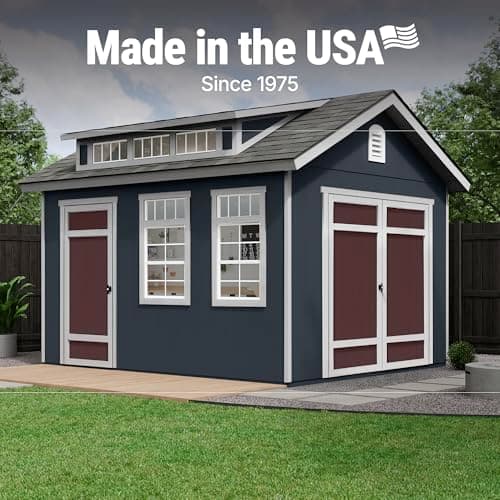 Handy Home Products Designer 12x10 Wooden Storage Shed with Dormer, Windows, and Floor Kit- Paint and Shingles not Included