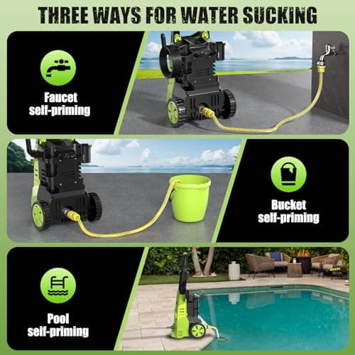 Electric Pressure Washer - GUIFIN Portable Power Washer with Soap-Adjustable Tank, Steel Spray Wand, 4 Pressure Tips, 6.6 FT Inlet & 23 FT Outlet Hose, 3800PSI & 2.4GPM, for Patio/Car/Driveway/Fence