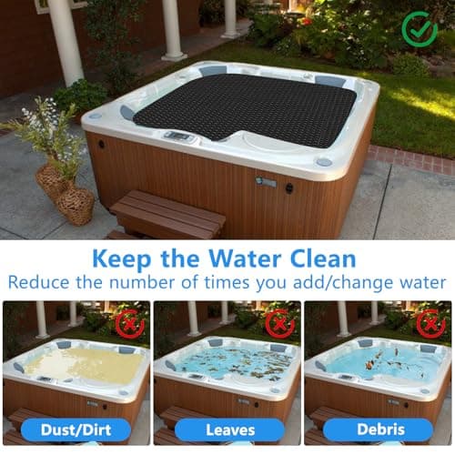 7 x 7 FT Spa and Hot Tub Cover, 16Mil Square Hot Tub Thermal Blanket, Insulation Solar Blanket Bubble Cover for Energy Efficiency & Safety