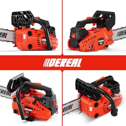 12 Inch Gas Chainsaw, 25.4CC 2-Stroke Top Handle Gas Powered Chainsaw Petrol Handheld Cordless Chain Saw for Tree Wood Cutting
