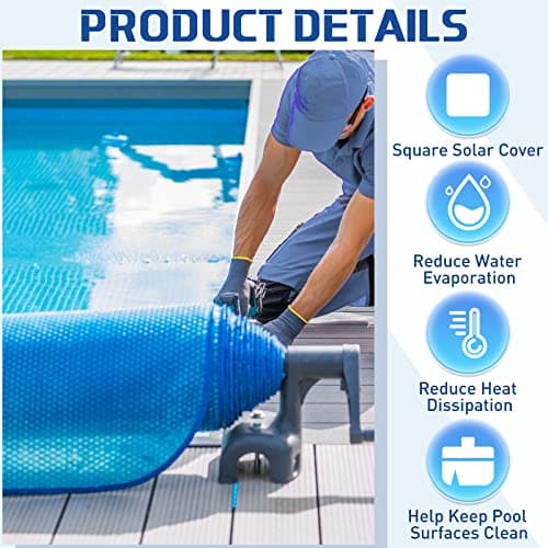 Frienda 6 x 6 ft Pool Hot Tub Solar Cover, 16 Mil Heavy Duty Trimmable Floating Thermal Blanket Spa Bubble Cover for Hot Tub Inground Pools Swimming Insulating Solar Heating