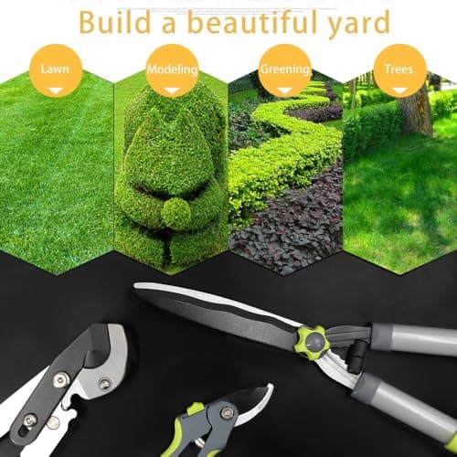 Garden Loppers Hedge Clippers, Updated 3PCS Garden Pruning Shears Combo Set, Branch Cutter with Compound Action, Chops Thick High Branch Ease, Professional Tree Trimmer Set Heavy Duty
