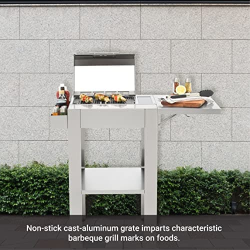 KENYON Frontier IntelliKEN Touch Control Electric Grill with Stand, Single Burner Freestanding Grill, UL Approved For Indoor and Outdoor Use, Coated Drip Tray, Auto Shut Off Timer, 120V