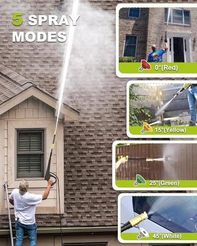 AgiiMan Electric Pressure Washer - 4800PSI Max 3.2 GPM Power Washer with 35FT Power Cord, 20FT Hose, Soap Tank, High Pressure Washer Electric Powerd Car Cleaning for Garden, Patios, Yard, Green