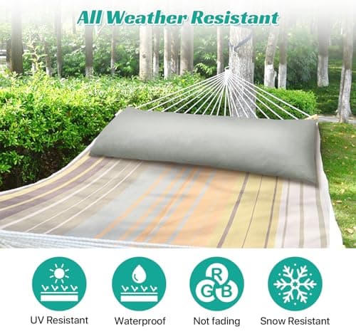 Hammock Pillows Outdoor Waterproof with Ties, 40.5" L X14.5 Wx4 H Extra Large Hammock Cushion All Weather Resistance Outdoor Pillow for Hammock, Patio Furniture, Camping
