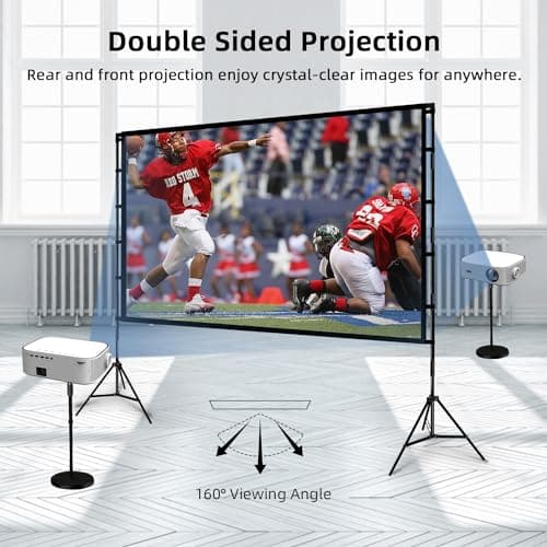 Projector Screen and Stand, Wootfairy 120 inch Foldable and Portable Projection Screen 16:9 4K HD Rear Front Wrinkle-Free Movie Screen with Carry Bag for Indoor Outdoor Home Theater Backyard Cinema