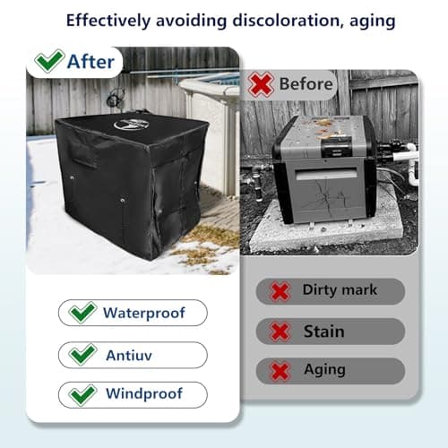 Pool Heater Winter Cover,with Plush Lining,Waterproof Swimming Pool Heater Cover Can Be Scaled to Different Sizes,Suitable for Most Heater up to 39" WX33 DX36 H