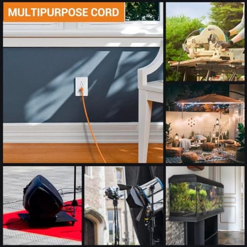 Outdoor Extension Cord Waterproof 100 FT, Orange 16/3 SJTW Heavy Duty, Flexible 100% Copper 3 Prong Extension Cord for Lawn, Garage,UL Listed