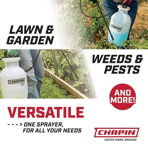 Chapin 20000 Made in USA 1 -Gallon Lawn and Garden Pump Pressured Sprayer, for Spraying Plants, Garden Watering, Weeds and Pests, Polypropylene, Translucent White