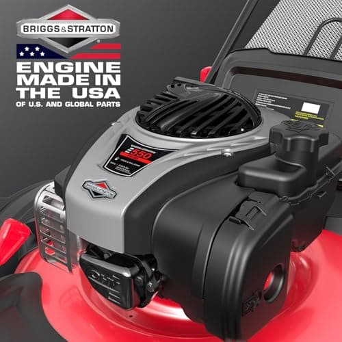 PowerSmart Gas Lawn Mower 21-Inch with 140cc Briggs and Stratton E550 Engine, High Wheels, 3-in-1 with Bagging