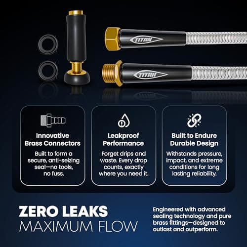 TITAN Garden Hose 25FT - 304 Stainless Steel Metal Water Hose, Flexible, Kink-Free, Lightweight, Durable, Crush Resistant Fittings, Easy to Coil, 500 PSI