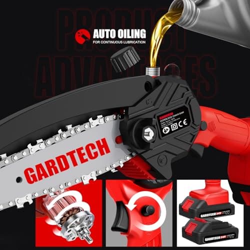 BEST Mini Chainsaw 6 Inch, Gardtech Cordless Portable Electric Chain Saw Handheld Electric Chainsaws with 2023 Upgraded 4 Chains 2 Batteries Good for Olders, DIYer, Gardeners Continuously 2 Hours Work