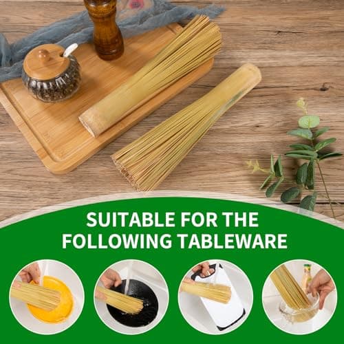 2 Packs,Bamboo Wok Brush, Refined Kitchen Cleaning Brush, Traditional Natural Bamboo Pot Brush, One Piece Structure,Powerfully Scrub Pots and Jars of Stains (Small, Flat Mouth)