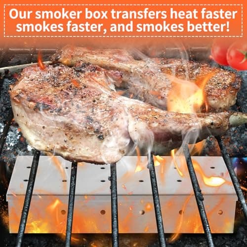 2 Pack Stainless Steel Smoker Box, for Use with Wood Chips to Add Smoky BBQ Flavor to Gas or Charcoal Grills