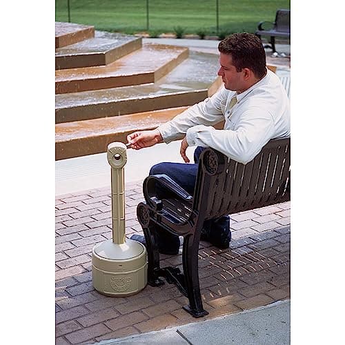 Justrite, Personal Smoker’s Cease-Fire Outdoor Ashtray, Polyethylene Standing Ashtray with Steel Bucket, 1 Gallon, Terracotta, 26806T