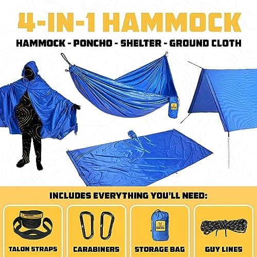 Wise Owl Outfitters 4in1 Hammock - Camping Hammock, Shelter Tarp, Poncho, and Footprint - Camping Essentials and Accessories for Campers