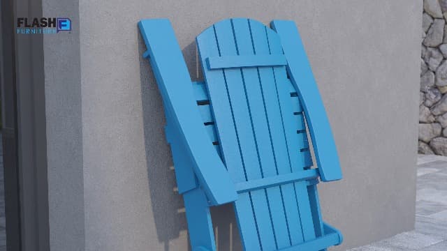 Flash Furniture Charlestown Commercial Folding Adirondack Chair - White - Poly Resin - Indoor/Outdoor - Weather Resistant