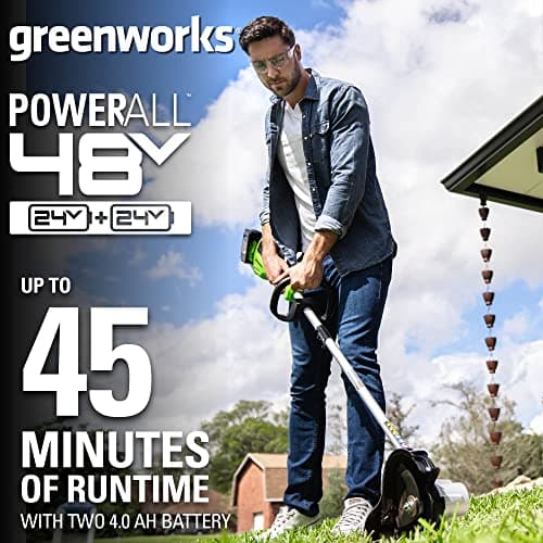 Greenworks 48V (2 x 24V) 8" Brushless Cordless Edger, (2) 4.0Ah Batteries and Dual Port Rapid Charger Included