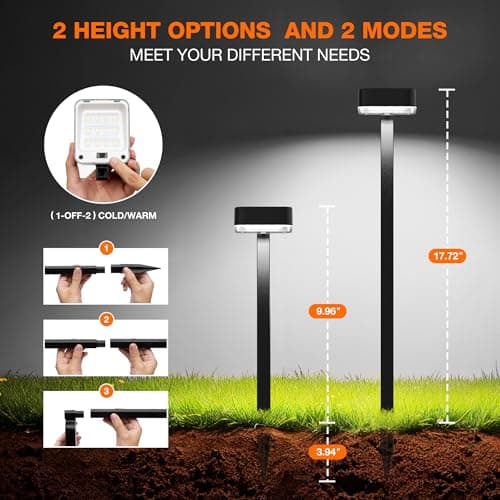 Solar Pathway Lights Outdoor,6 Pack Bright Modern Solar Lights Waterproof with 2 Modes(Cold/Warm White) for Walkway,Yard,Driveway,Garden,Patio