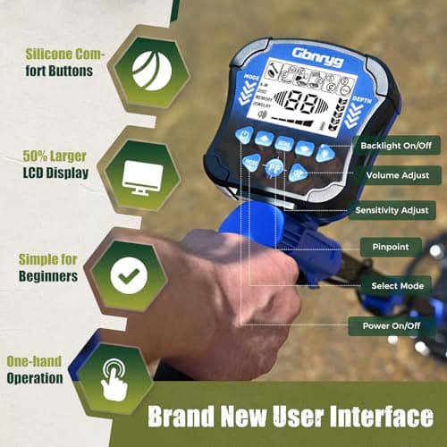 Metal Detector for Adults Waterproof-Professional Higher Accuracy Gold Detector with LCD Display,5 Mode,Advanced DSP Chip 12" Coil Metal Detector