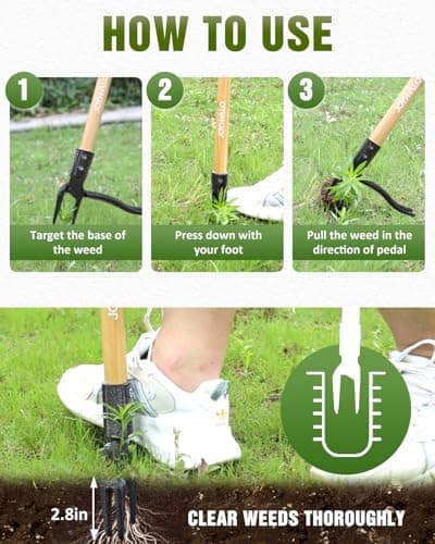 joyhalo 44" Dandelion Weed Puller Tool Stand Up Heavy Duty 4-Claw, Long Handle Weeder Tool for Yard with Steel Head, Weeding Tool Weed Picker, Weed Pulling Tool Without Bending or Kneeling