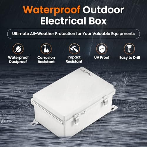 QILIPSU Waterproof Junction Box IP67 Outdoor Plastic Electrical Project Enclosure Weatherproof with Mounting Plate, Wall Brackets, Hinged Grey Cover 11.2"x7.7"x5.1"