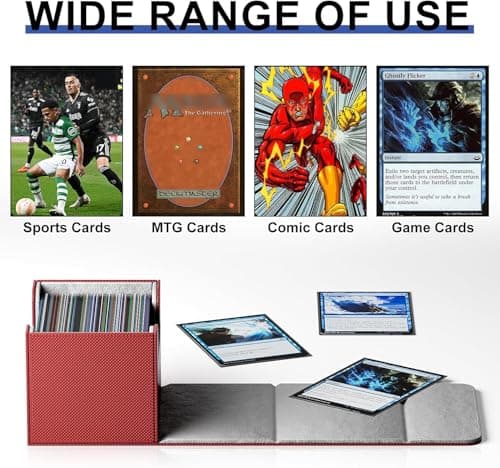 Card Deck Boxs Fit for MTG Deck Box with Black Card Dividers, 4 Pack Horizontal Leather Deck Cards Box for TCG Magic Commander Trading Card Decks Storage Box