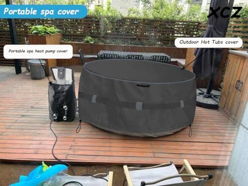 XCZ Portable Hot tub Cover That Completely Covers Inflatable hot tub- Waterproof, Sun Resistant, dust Resistant, 85 "Inflatable Hot tub Spa, Round (Black, Cover only)