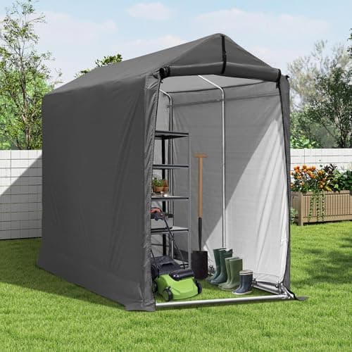 6 x 3ft Outdoor Cycle Storage Shelter - Bike Shed with Roll-up Door & Ventilate Window, Polyethylene Canopy Bicycle Garage for Garden, Domestic, Outdoor, Rain Shelter