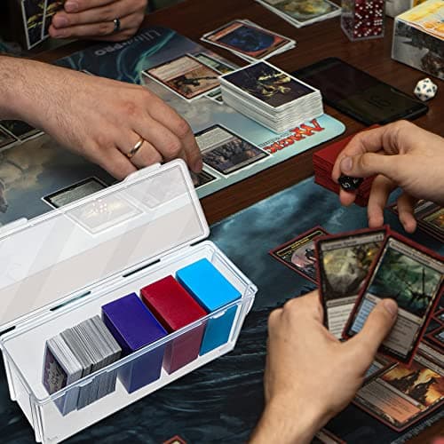 Amylove 6 Pcs Deck Card Boxes Set 5 Pcs Trading Storage Playing Card Box and a Storage Organizer Clear Case Holder Compatible with Mtg and Other TCG