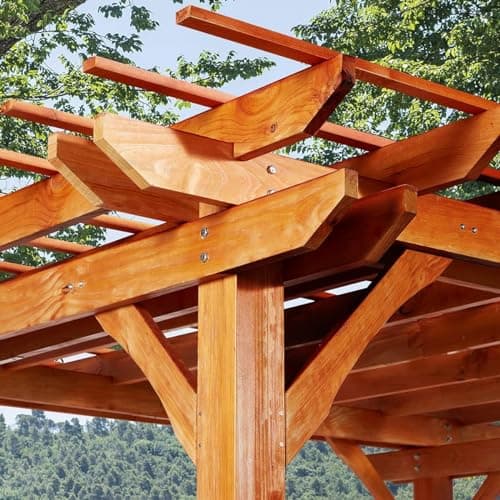 U-MAX Wood Pergola 12'x10' Wood Gazebo with Durability, Stability, Structure, Snow and Wind Supported,Mirador Outdoor Pergola for Patio Deck Garden Backyard and Patio