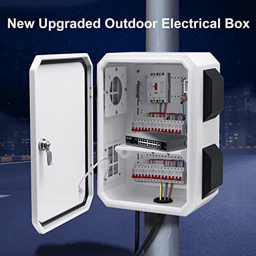 Outdoor Electrical Box, Cold-Rolled Steel Plate, Aluminum Alloy Back Beam, One-Piece Ventilation Design, IP65 Waterproof, Wall/Pole Mounted (15.7" x 11.8" x 7.9")