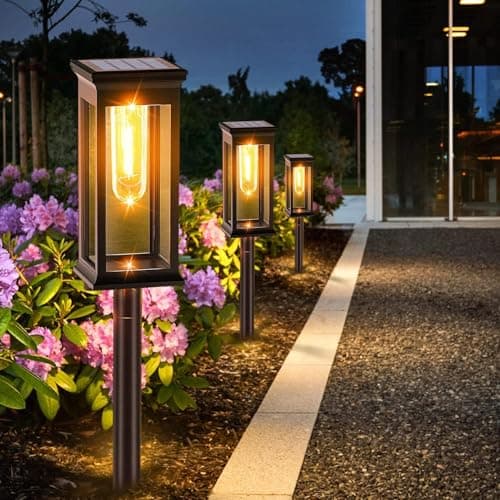 Amzxart 8 Pack Solar Pathway Lights,Bright Solar Outdoor Lights Waterproof,Auto-on/Off Pathway Light Solar Powered for Lawn Yard Patio Garden Outdoor Decoration