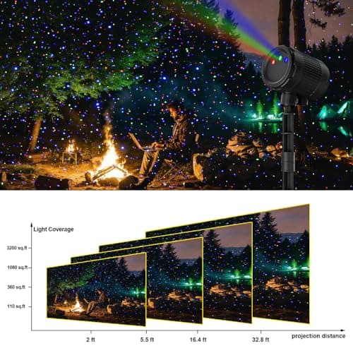 Laser Christmas Projector Lights Outdoor, 3 Color Laser Light Projector, Firefly Lights Show with RF Remote, Waterproof, Indoor Holiday Decoration, Christmas Gift, Wedding, Home Decor, Party, Garden