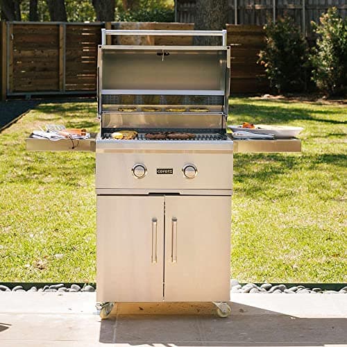 Coyote Outdoor Kitchen Grill | 28- inch Freestanding Natural Gas Grill | 2 Burner Barbecue | Premium BBQ | Great For Outdoor Kitchens | Top-Tier Warranty | C-Series C1C28NG-FS
