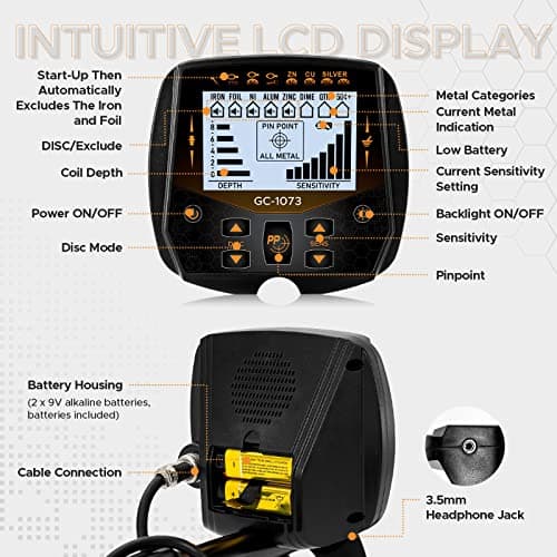 13" Metal Detector for Adults Professional, Double-D Waterproof Search Coil Gold Finder with Pinpoint, High Sensitivity DISC Mode, LCD Backlight Display Gold Detector