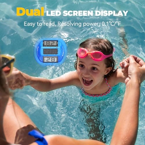 Pool Thermometer Solar Digital Floating, High Precision Large Screen Without Fogging with Double-Sided Display Screen for Swimming Pool, Aquarium, Spa, Hot Spring, Ponds