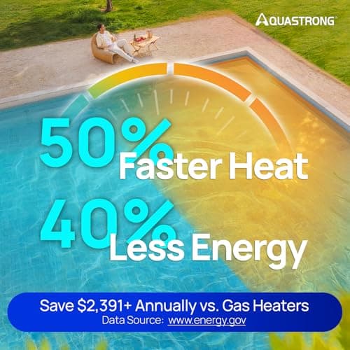 Aquastrong 75,000 BTU Inverter Swimming Pool Heat Pump, 21,000 Gallons Electric Pool Heater for Above Ground and Inground Pool, WiFi Capable Timer, Heating and Cooling Pool Heater 220V