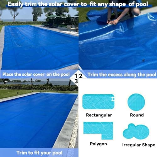 AURSK Solar Pool Cover,12mil 18x9 Foot Solar Pool Blanket for In-Ground and Above Ground Swimming Pools,Rectangular Thermal Pool Cover,Blue（9x18FT）