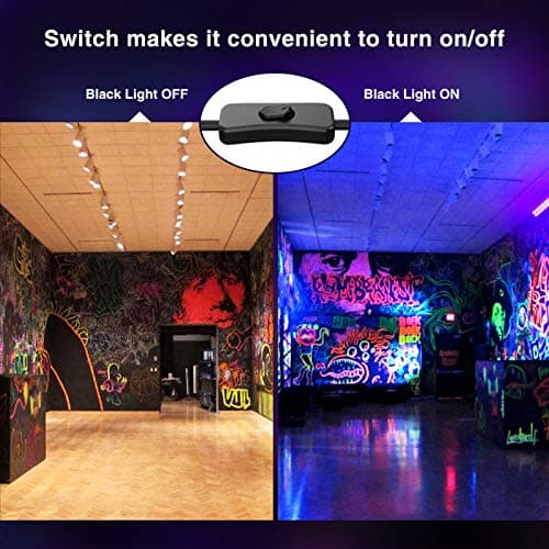 Onforu 2 Pack 48W Black Light Bars, LED Blacklight with Plug and Switch, Black Lights Flood Light, Glow in The Dark Party Supplies for Stage Lighting, Halloween Decorations, Body Paint