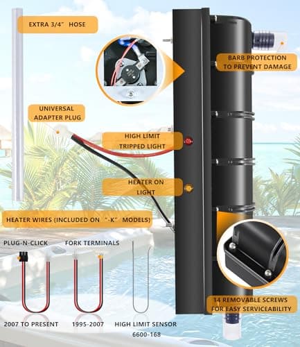 Smart Low-Flow Heater Replacement for Sundance/Jacuzzi Spa Hot Tub 6500-310/6500-301 5.5kW 240V 60HZ Black