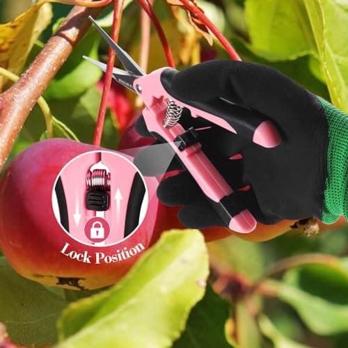 4 Packs Garden Pruning Shears Stainless Steel Blades Handheld Pruners Set with Gardening Gloves(Pink)
