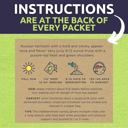 Organic Tomato Seeds Variety Pack - 10 Individual Packs - 2025 Season - Roma, Cherry, Black Krim, Yellow Pear, Pineapple and More! for Indoor & Outdoor Planting (Non-GMO, Certified Organic)