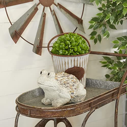 Deco 79 Polystone Frog Decorative Garden Sculpture Indoor Outdoor Garden Statue, Outdoor Sculpture 12" x 8" x 8", Light Gray