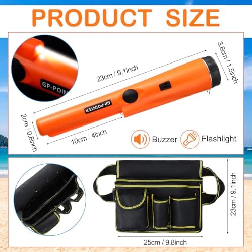 Metal Detector Kit Accessories Include Metal Detector Pinpointer, Sand Sifter Scoop, Shovel Glove, Finds Bag, Semi Waterproof Detection Handheld Pin Pointer Wand Accessories for Adult Treasure Hunting